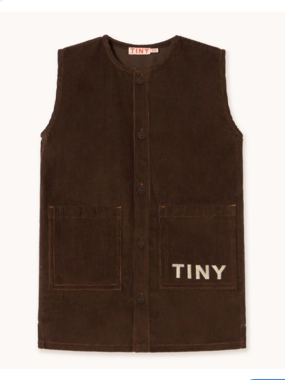 TINY Kids' Brown Corduroy Sleeveless Button Dress